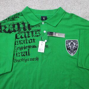 Kani Gold Polo Shirt NWT Mens 3XL Green Graphic Pique Cotton/Poly Short Sleeve